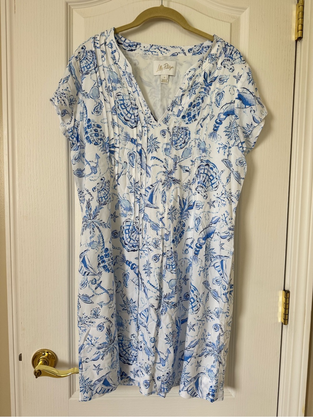 Lilly Pulitzer Ansella Tunic Dress Barefoot Beachcombers Nautical Blue White 4